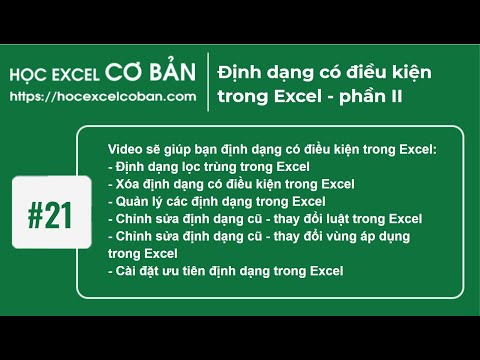 Học Excel cơ bản | #21 Định dạng có điều kiện trong Excel - phần II