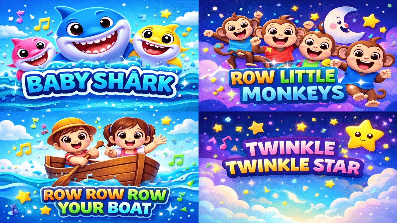 Baby Shark | Three Little Monkeys | Twinkle | Row Row Row Your Boat 🎶💕| Kids Rhymes