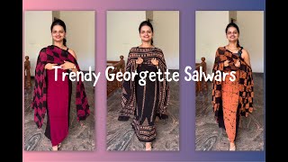 EPI 319|UNIQUE GEORGETTE SALWARS|PANEL DESIGN|GEOMETRICAL PRINT #georgette #trending  ​@curatedvault