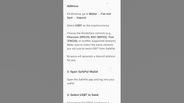 Comment doubt solution/To move USDT from your SafePal wallet to Binance, follow these steps: