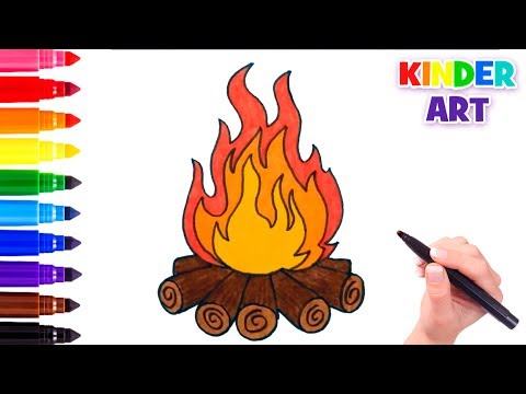Как нарисовать костер с дровами поэтапно| How To Draw a Campfire (Bonfire) Step by Step Easy