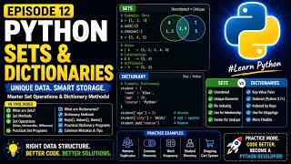 Python Sets & Dictionaries Explained for Beginners | Set Operations & Dictionary Methods |Episode 12