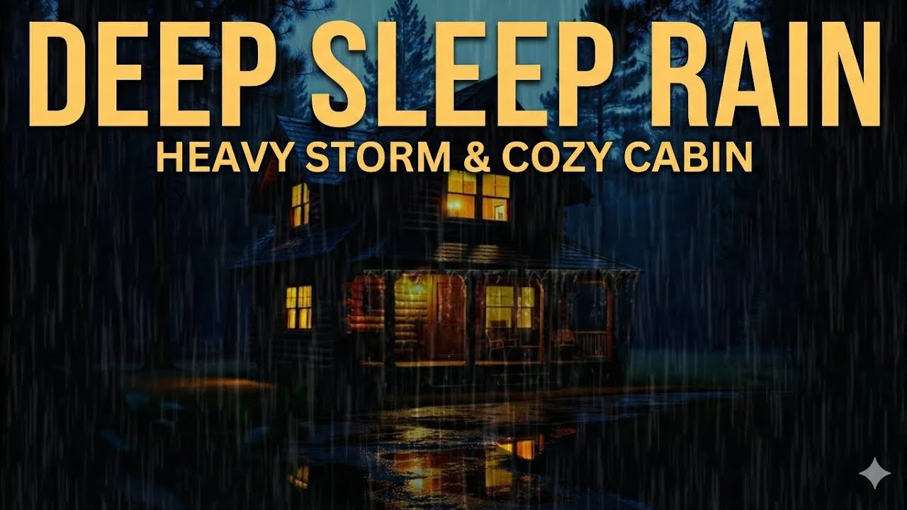 Heavy Rain at Night for Deep Sleep 🌧️ Cozy Cabin Rain Sounds for ...
