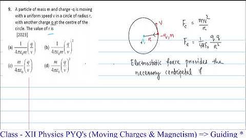 4.9 A particle of mass m and charge -q is moving with a uniform speed v in a circle of radius r,with