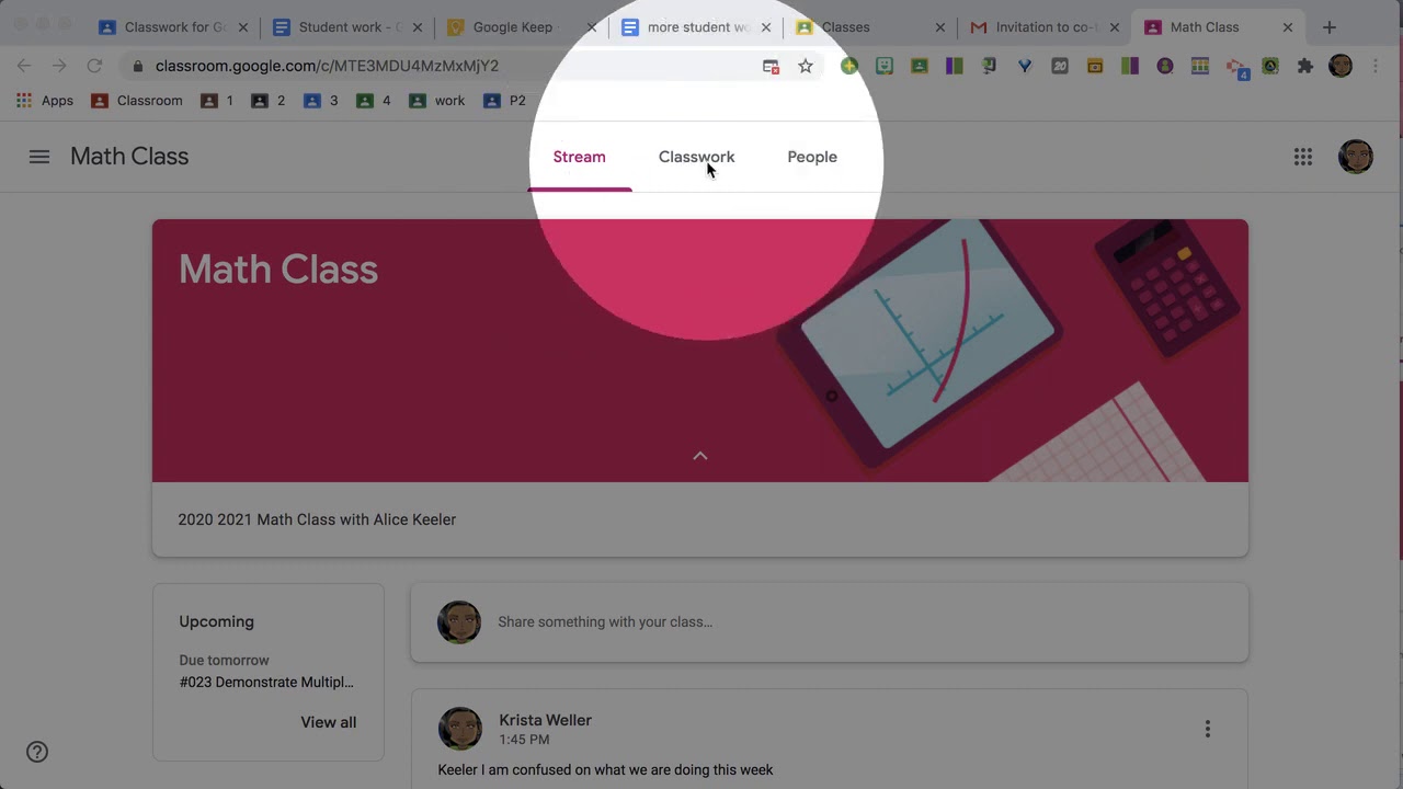 STUDENT VIEW Students find their classmates on the people tab in