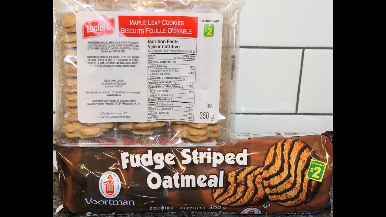Leclerc Maple Leaf Cookies & Voortman Fudge Striped Oatmeal Cookies