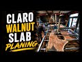 ECA TV | Planing A Live Edge Claro Walnut Slab For Bathroom Vanity  . Leveling + Rough Sand. 