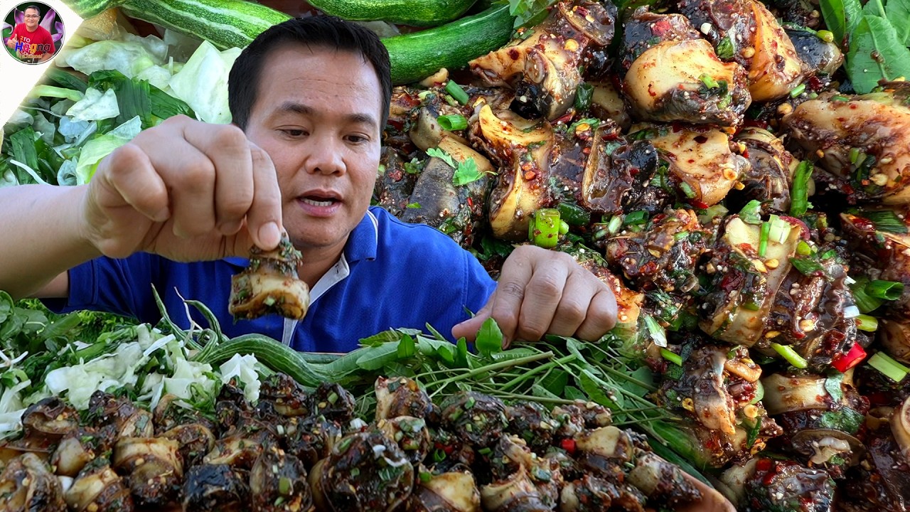 ก้อยหอยเชอรี่หัวใหญ่ๆ สูตรซิกกรอบกรุบ แกล้มยอดตูมอ่อนสดๆ แซ่บๆ จ้วดๆ คัก