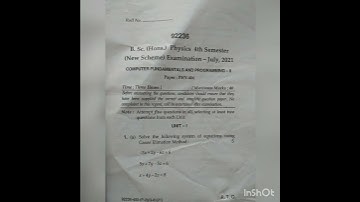 B.sc( hons.) physics 4th semester computer fundamental and programming - ll # mdu # july2021