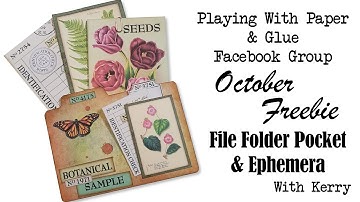 File Folder Pocket & Ephemera - October Freebie - Playing With Paper & Glue Fb Group - With Kerry