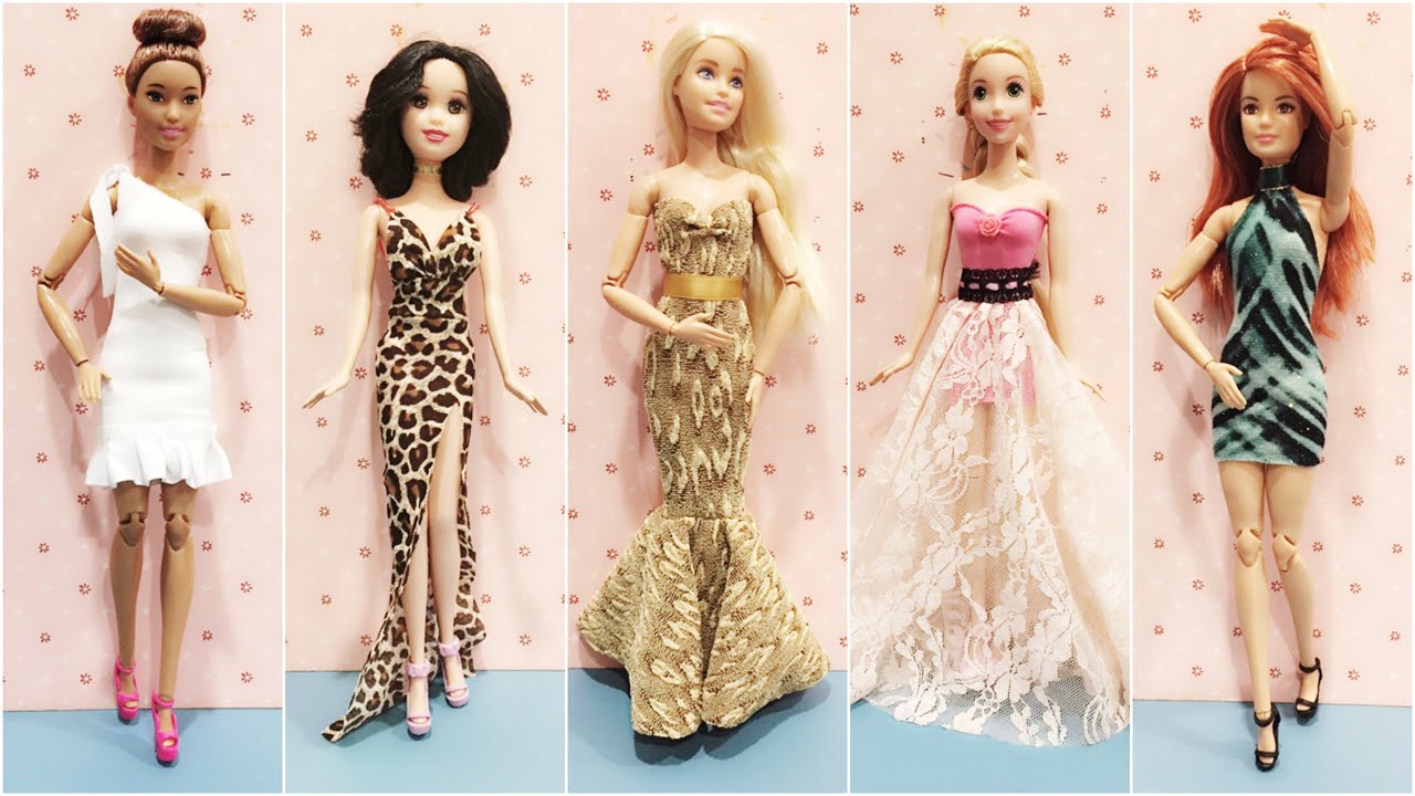 5 Easy DIY Barbie doll dresses 👗 party dress 👗 prom dress