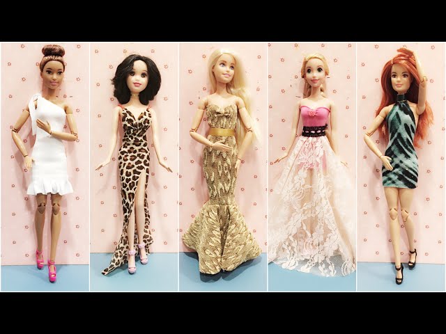 5 Easy DIY Barbie doll dresses 👗 party dress 👗 prom dress 👗 