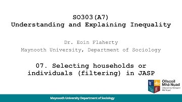 07 Selecting households or individuals (filtering) in JASP