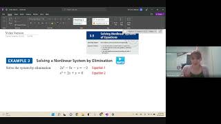 3.5 - Solving Nonlinear Systems of Equations (Elimination and with Circles)