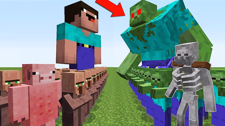 A NOOB DEFENDS A VILLAGE OF RESIDENTS FROM 1,000 ZOMBIES AND A MUTANT SKELETON IN MINECRAFT 6 (Mi...