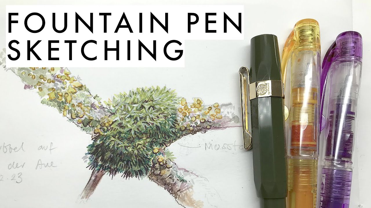 How I use fountain pens with colored ink for sketching 