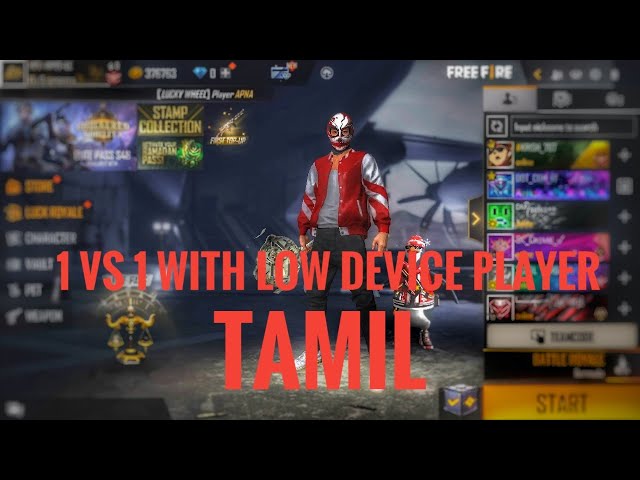 FREE FIRE UNLIMITED ROOM MATCH TAMIL/support 3 GB Ram Player /1 Vs 1 class=