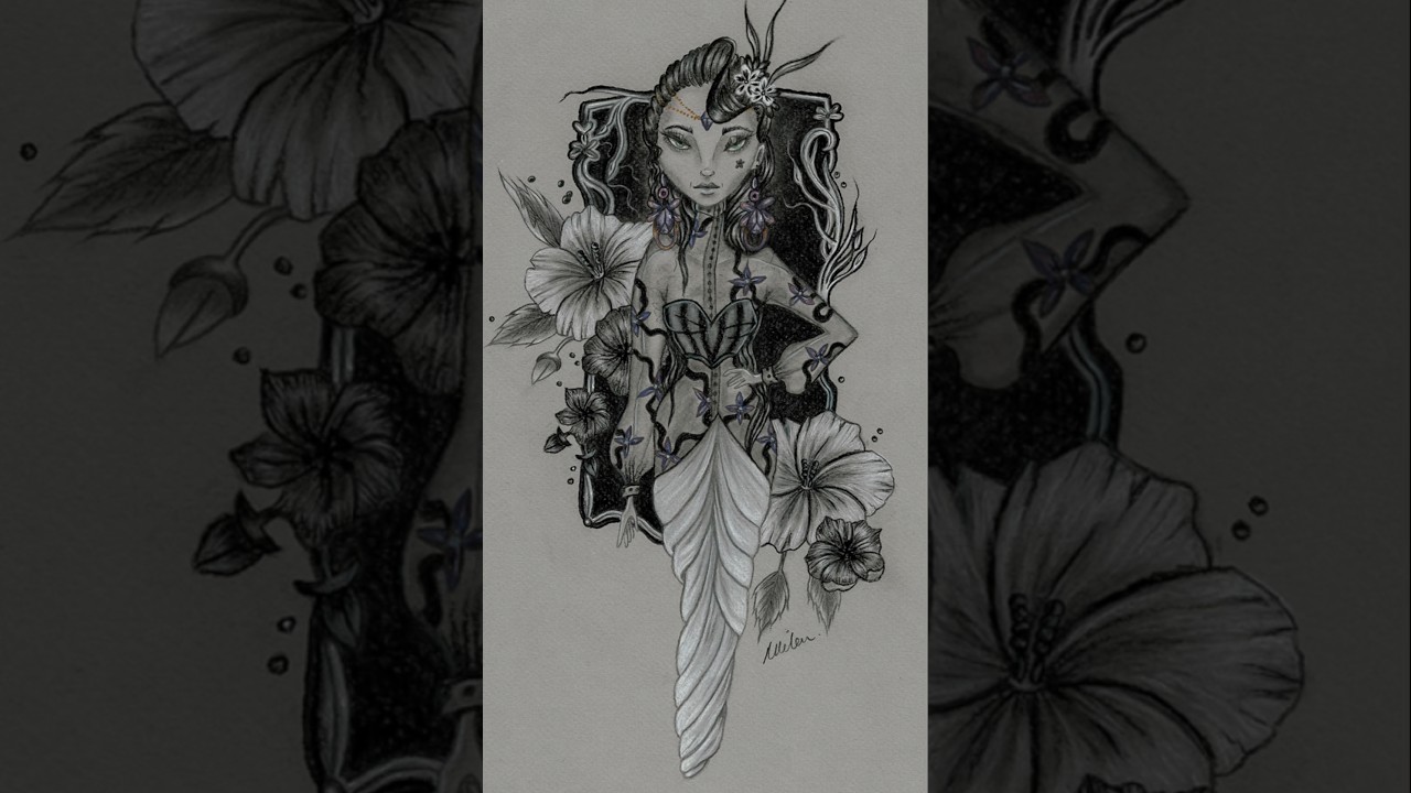 Drawing a beautiful dark goddess #noir #art