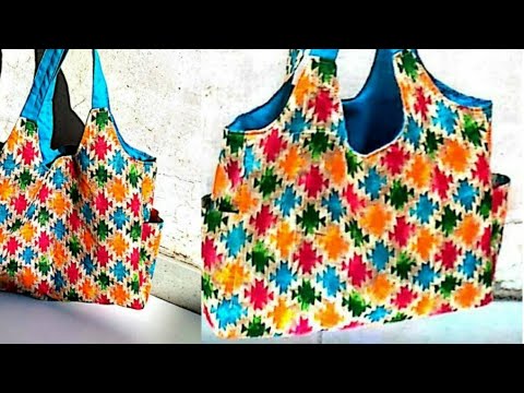 how to make shoulder bag/diy reversible bag/cloth bag/shopping bag ...