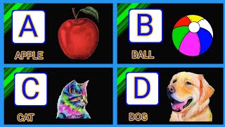 PART622, NURSERY RHYMES, 26 LATTER ABCD WITH PICTURES, A FOR APPLE, B FOR BALL, ABCD ENGLISH ALPHABE