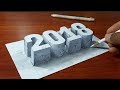 Happy New Year 2018 - Realistic Letters Drawing - 2018 Number Pencil Drawing