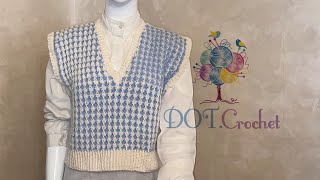 How to crochet Houndstooth vest/كروشيه فيست بغرزه ترند جدا /شرح لكل المقاسات مناسب للربيع و الخريف