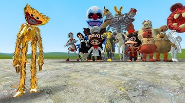 GOLDEN NEW HUGGY WUGGY VS ALL DARK DECEPTION CHAPTERS 1-4 NPCs in Garry