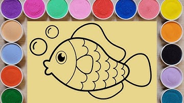 Sand Painting coloring Fish❤️How to a fish easy沙畫tô màu tranh cát