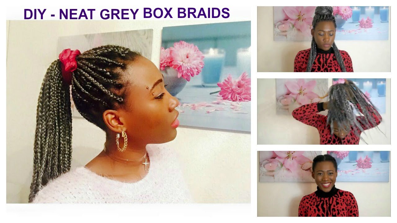 diy neat grey box braids youtube neat box
