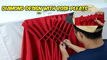 DIAMOND DESIGN WITH ROSE PLEATS TABLE SKIRTING TUTORIAL #tableskirting