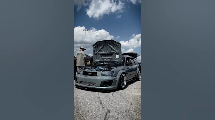 Slammed Subaru Forester XT with a matching Trailer👀 #cars #subaru #jdm #stance #shorts #motorcycle