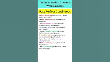 Tenses In English Grammar With Examples | Past Perfect Continuous