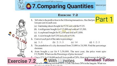 7th class maths|Chapter 7|🤷‍♀️Comparing Quantities|💁Exercise 7.2|Q.no 1,2&3| part 2|with notes|
