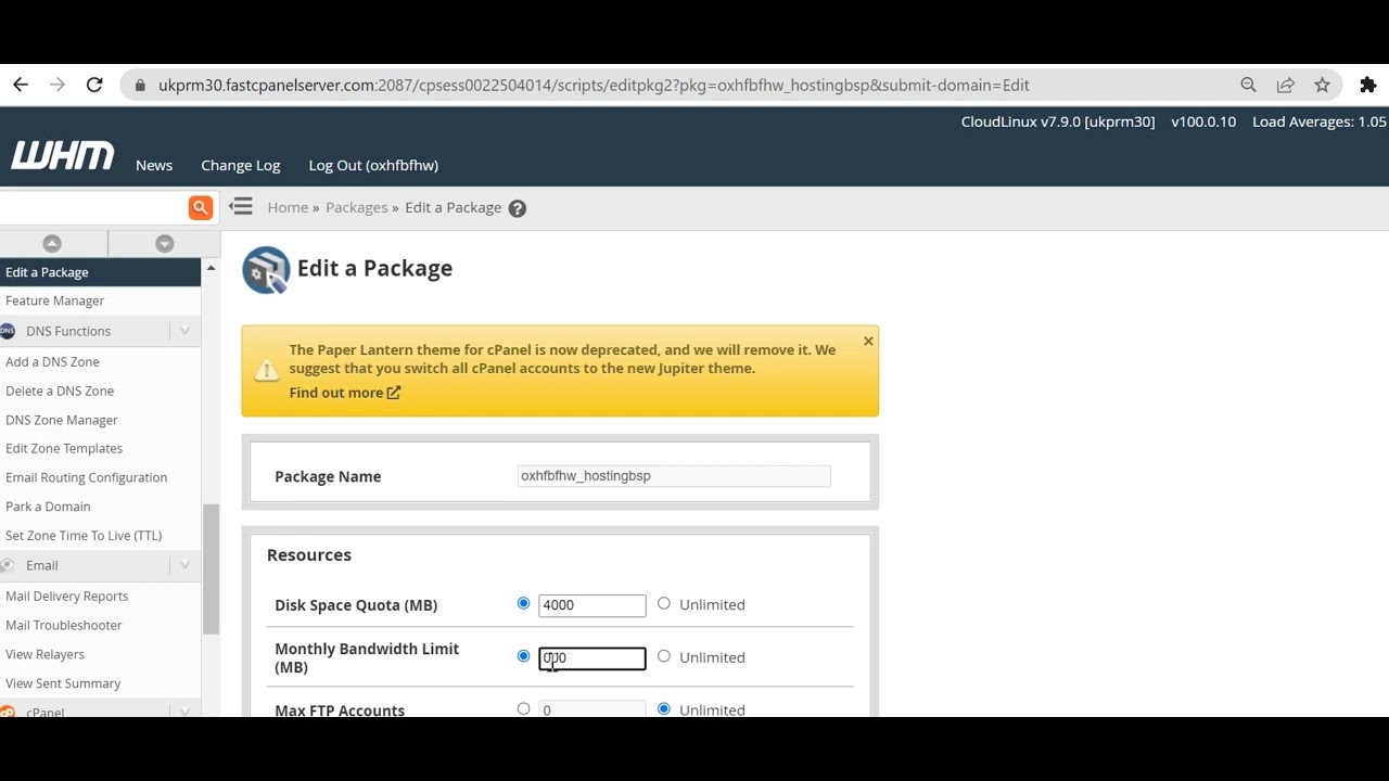 How to limit bandwidth usage from WHM Web Hosting Manager - YouTube