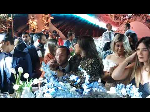 رومانسية ودلع بين ريهام حجاج وزوجها رجل الأعمال محمد حلاوة بحضور بوسي شلبي فى فرح ابنه مدحت العدل