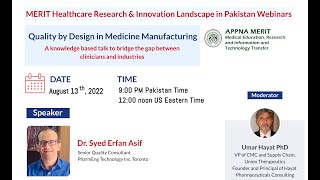 Quality by Design in Medicine Manufacturing -  Healthcare Innovation & Research Webinar 21