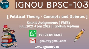 IGNOU BPSC-103 Solved Assignment July 2021 & Jan 2022 [FREE] || IGNOU BAPSH || IGNOU TV || IGNOU ||