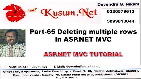 Part 65 Deleting multiple rows in ASP NET MVC