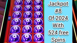 Jackpot #8 of 2024 with 524 free spins on the China Shores Great Stacks by Konami.