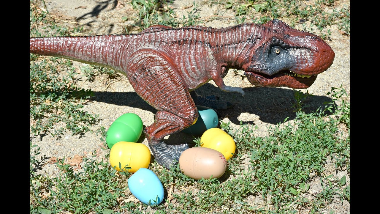 dinosaur walking and laying eggs