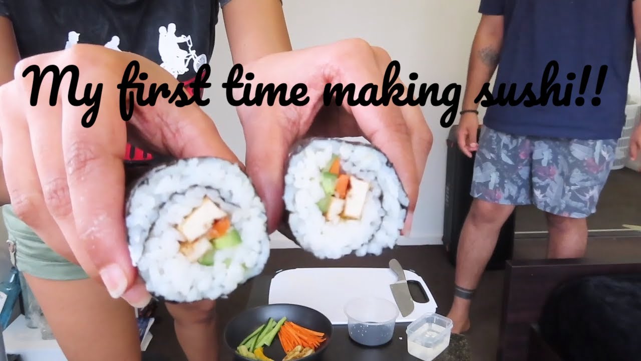 My first time making sushi!! - YouTube