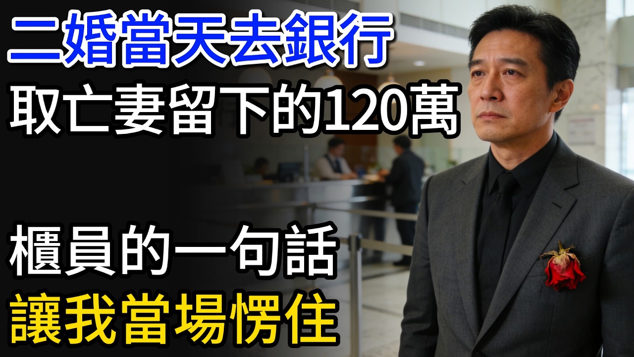 二婚當天去銀行，取亡妻留下的120萬，櫃員一句話，讓我當場愣住