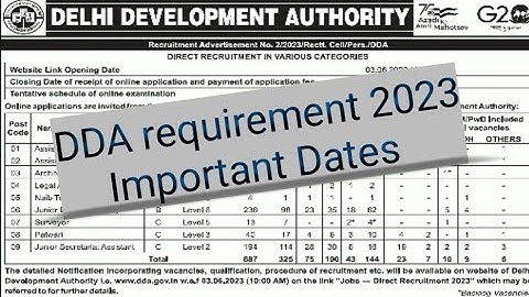 DDA requirement 2023 important date |ASO, AAO, JSA, Patwari exam | exam2023