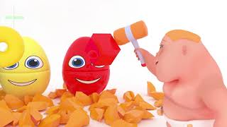 Learn colors Learn shapes Surprise eggs and Hammer with Fat Baby Jimbo 3D Cartoons