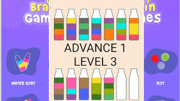 Brain Games Water Sort Advance 1 Level 3| solution walkthrough gameplay| water Sort puzzle