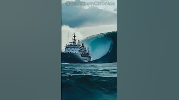 Tidal Wave Pursues Small Cruise Ship! #tidalwave #ship  #scaryocean