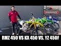 2023 SUZUKI RMZ 450 VS. KAWASAKI KX 450 VS. YAMAHA YZ 450F!