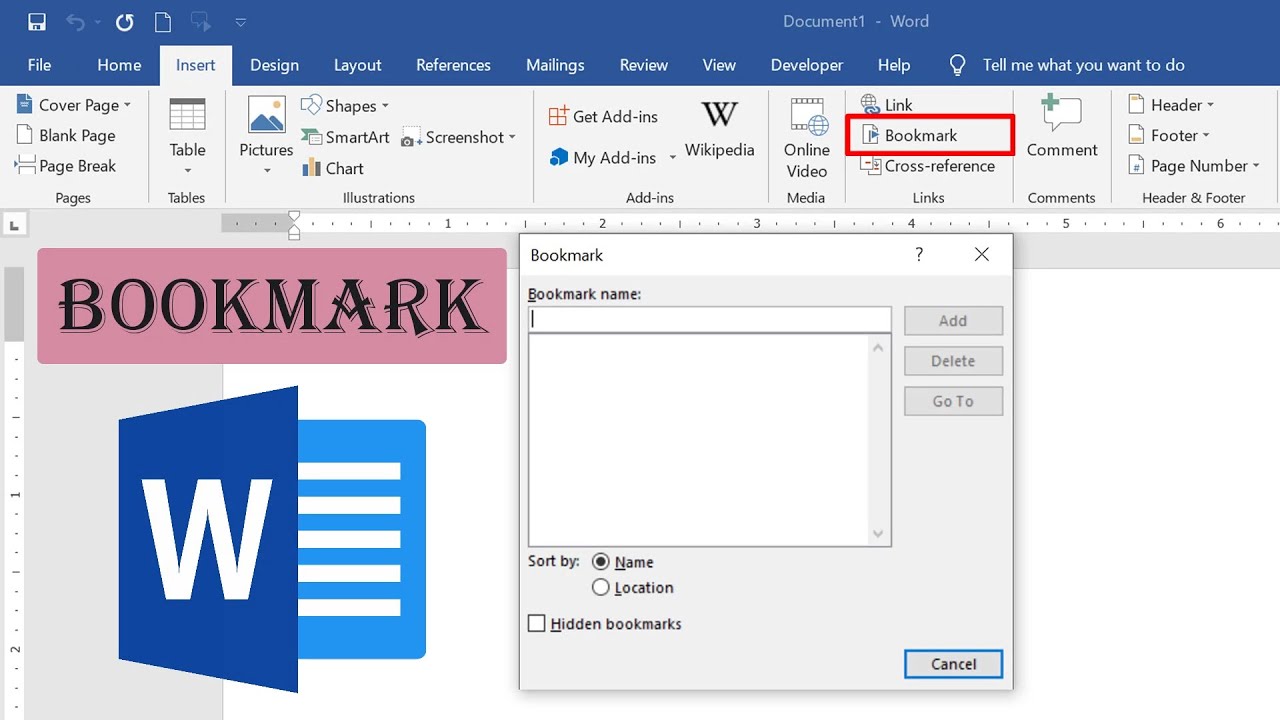 how-to-create-bookmarks-in-microsoft-word-youtube