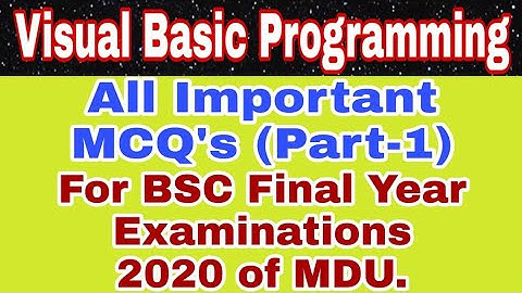 Visual Basic Programming || all Important MCQ