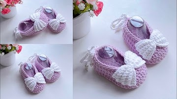 [ENG] Móc giày len phối nơ cho bé 7-9 tháng 🧶 Crochet Baby Shoes